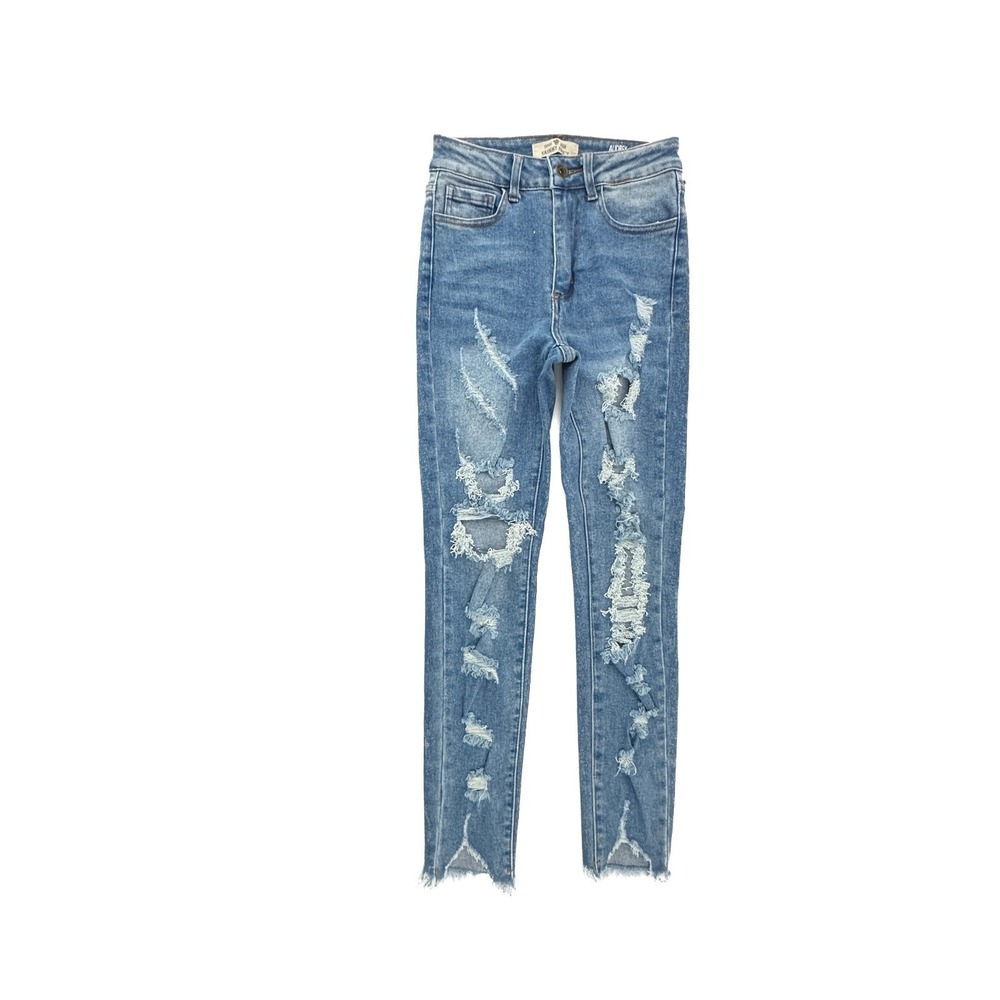 Skinny Fries Audrey High Rise Curvy Skinny Distressed Raw Hem Women size 3 Jeans